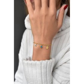 Papatya Silver 925 Ayar Gümüş Yıldız, Nazar Göz, Yonca Şans Bileklik