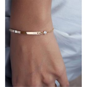 Papatya Silver 925 Ayar Gümüş Zirkon Taşlı Kalp Figürlü Plaka Bileklik