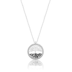 Papatya Silver 925 Ayar Gümüş Zirkon Taşlı Rodyum Kaplama Hayat Ağacı Kolye