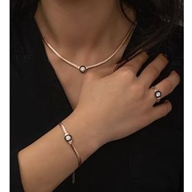 Papatya Silver 925 Ayar İtalyan Zincir Taşlı Gümüş Set