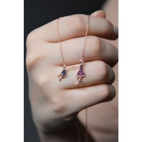 Papatya Silver 925 Ayar Kadın Anne ve Erkek Çocuk Model Rose Kaplama Gümüş Kolye