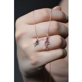 Papatya Silver 925 Ayar Kadın Anne ve Erkek Çocuk Model Rose Kaplama Gümüş Kolye