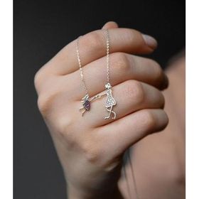 Papatya Silver 925 Ayar Kadın Anne ve Kız Çocuk Model Rodyum Kaplama Gümüş Kolye