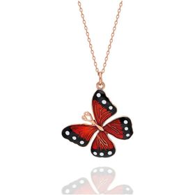 Papatya Silver 925 Ayar Kırmızı Gümüş Kelebek Kolye