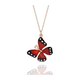 Papatya Silver 925 Ayar Kırmızı Gümüş Kelebek Kolye