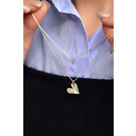 Papatya Silver 925 Ayar Mavi Tektaş Kristal Kalp Asansör Kadın Gümüş Kolye