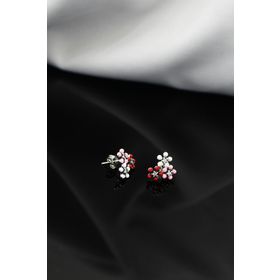 Papatya Silver 925 Ayar Mineli Çoklu Çiçek Çivili Tasarım Gümüş Küpe