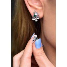Papatya Silver 925 Ayar Mineli Çoklu Papatya Çivili Gümüş Küpe