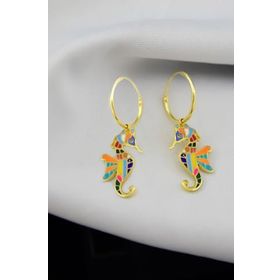 Papatya Silver 925 Ayar Mineli Denizatı Model Halka Gümüş Küpe
