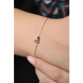 Papatya Silver 925 Ayar Mix Taşlı Kedi Gümüş Bileklik
