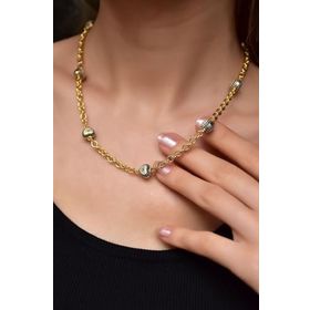 Papatya Silver 925 Ayar Nazar Boncuklu Altın Kaplama Kalp Gümüş Kolye