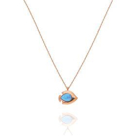 Papatya Silver 925 Ayar Opal Taşlı Balık Kadın Gümüş Kolye