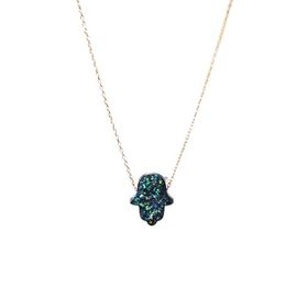 Papatya Silver 925 Ayar Opal Taşlı Fatma Ana Eli Kadın Gümüş Kolye