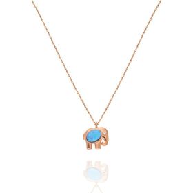 Papatya Silver 925 Ayar Opal Taşlı Fil Kadın Gümüş Kolye
