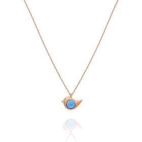 Papatya Silver 925 Ayar Opal Taşlı Kuş Kadın Gümüş Kolye