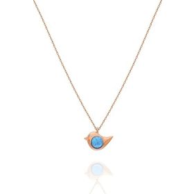 Papatya Silver 925 Ayar Opal Taşlı Kuş Kadın Gümüş Kolye