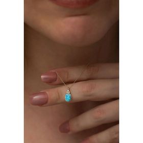 Papatya Silver 925 Ayar Oval Opal Taşlı Rose Altın Kaplama Kadın Gümüş Kolye
