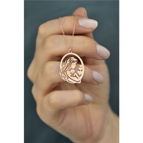 Papatya Silver 925 Ayar Plaka Kesim Gümüş Anne Çocuk Kolye