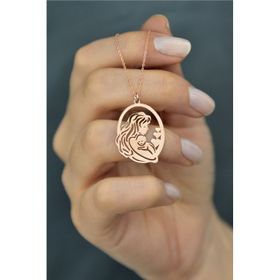 Papatya Silver 925 Ayar Plaka Kesim Gümüş Anne Çocuk Kolye