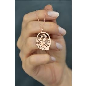 Papatya Silver 925 Ayar Plaka Kesim Gümüş Anne Çocuk Kolye