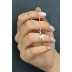 Papatya Silver 925 Ayar Plaka Kesim Yaprak Kadın Gümüş Kolye
