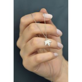 Papatya Silver 925 Ayar Plaka Kesim Yaprak Kadın Gümüş Kolye