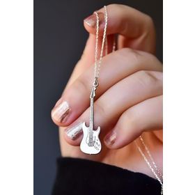 Papatya Silver 925 Ayar Retro Elektronik Gitar Gümüş Kolye