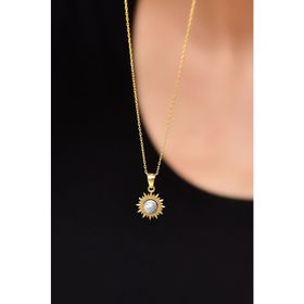 Papatya Silver 925 Ayar Rodyum-Gold Kaplama Sim Toplu Güneş Kadın Gümüş Kolye