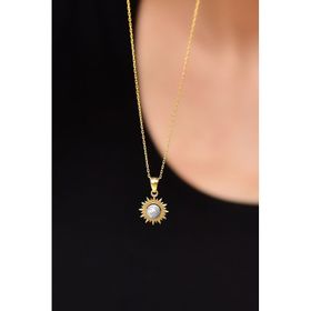Papatya Silver 925 Ayar Rodyum-Gold Kaplama Sim Toplu Güneş Kadın Gümüş Kolye