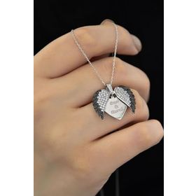 Papatya Silver 925 Ayar Rodyum Kaplama Aşkın Kanatları Gümüş Kalp Kolye
