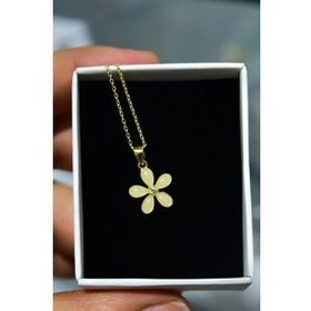 Papatya Silver 925 Ayar Rodyum Kaplama Ay Taşı Yasemin Çiçeği Gümüş Kolye