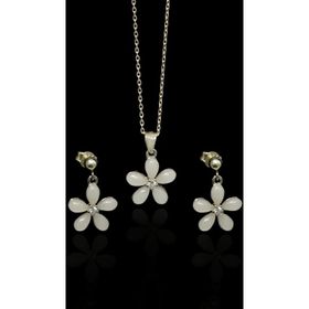 Papatya Silver 925 Ayar Rodyum Kaplama Ay Taşı Yasemin Çiçeği Gümüş Kolye