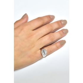 Papatya Silver 925 Ayar Rodyum Kaplama Ayarlanabilir İsimli Şovalye Gümüş Yüzük