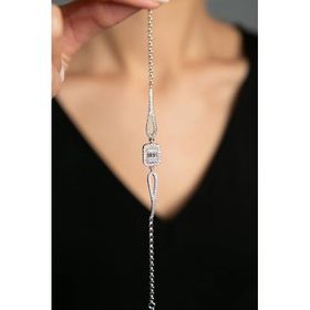 Papatya Silver 925 Ayar Rodyum Kaplama Baget Taşlı Gümüş Bileklik