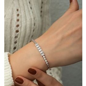 Papatya Silver 925 Ayar Rodyum Kaplama Baget Taşlı Gümüş Bileklik