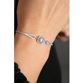 Papatya Silver 925 Ayar Rodyum Kaplama Baget Taşlı Gümüş Bileklik