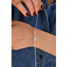 Papatya Silver 925 Ayar Rodyum Kaplama Baget Taşlı Gümüş Bileklik