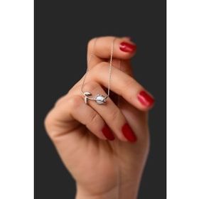 Papatya Silver 925 Ayar Rodyum Kaplama Beyaz Opal Taşlı Lale Gümüş Kolye