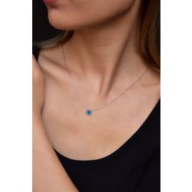 Papatya Silver 925 Ayar Rodyum Kaplama Cam Göz Gümüş Kolye