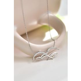 Papatya Silver 925 Ayar Rodyum Kaplama Çoklu Martı Kadın Gümüş Kolye