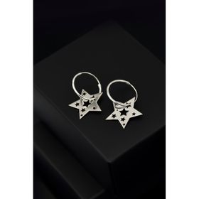 Papatya Silver 925 Ayar Rodyum Kaplama Çoklu Yıldız Halka Gümüş Küpe