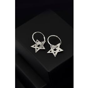 Papatya Silver 925 Ayar Rodyum Kaplama Çoklu Yıldız Halka Gümüş Küpe