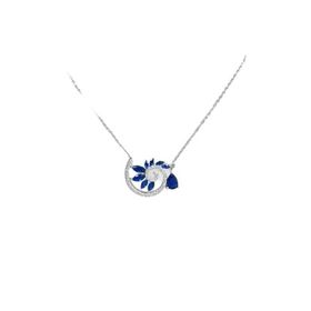 Papatya Silver 925 Ayar Rodyum Kaplama Damla Lacivert Taşlı Spiral Snail Tasarım Gümüş Kolye