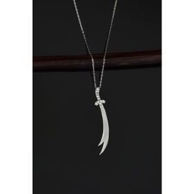 Papatya Silver 925 Ayar Rodyum Kaplama Dikey Taşlı Zülfikar Kılıç Gümüş Kolye