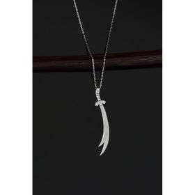 Papatya Silver 925 Ayar Rodyum Kaplama Dikey Taşlı Zülfikar Kılıç Gümüş Kolye