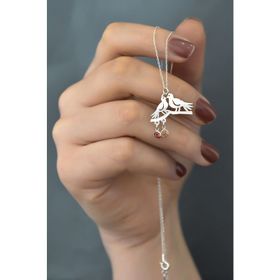Papatya Silver 925 Ayar Rodyum Kaplama Doğum Taşlı Çifte Kumrular Kadın Gümüş Kolye