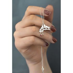Papatya Silver 925 Ayar Rodyum Kaplama Doğum Taşlı Çifte Kumrular Kadın Gümüş Kolye