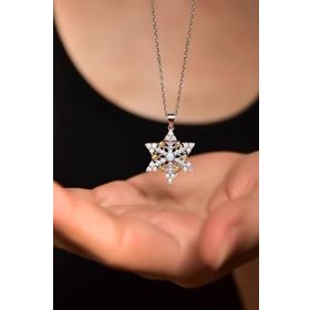 Papatya Silver 925 Ayar Rodyum Kaplama Dorika Toplu Opal Kar Tanesi Kadın Gümüş Kolye