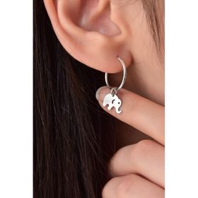 Papatya Silver 925 Ayar Rodyum Kaplama Fil Figürlü Halka Gümüş Küpe