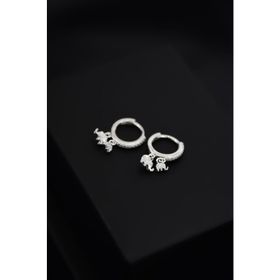Papatya Silver 925 Ayar Rodyum Kaplama Fil Figürlü Halka Kadın Gümüş Küpe